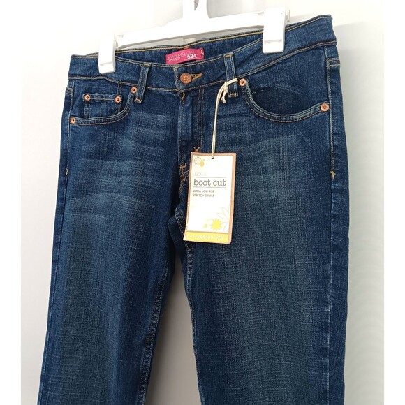 Levis 524 Too Superlow Jeans Women Size 9M Juniors Blue Dark Demim Boot Cut - Picture 2 of 11